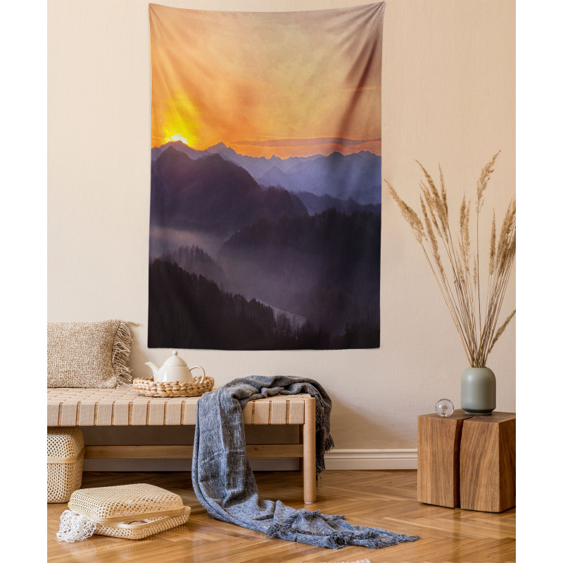 Dawn on Misty Mountains Tapestry