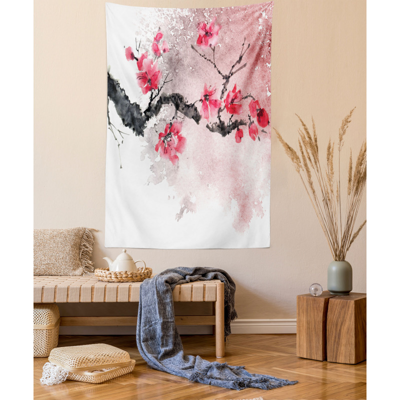 Watercolor Floral Art Tapestry