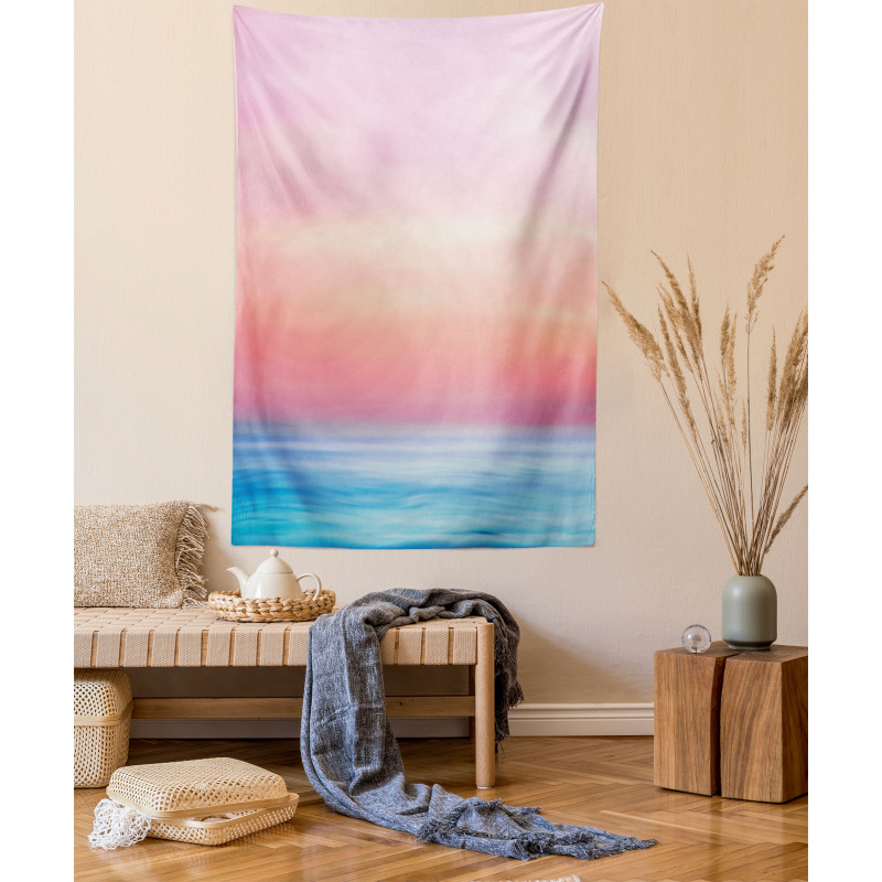 Ombre Sunset Calm Ocean View Tapestry