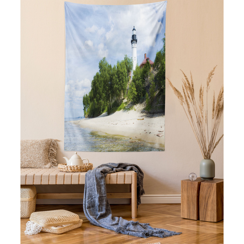 Lighthouse at Beach Tapestry