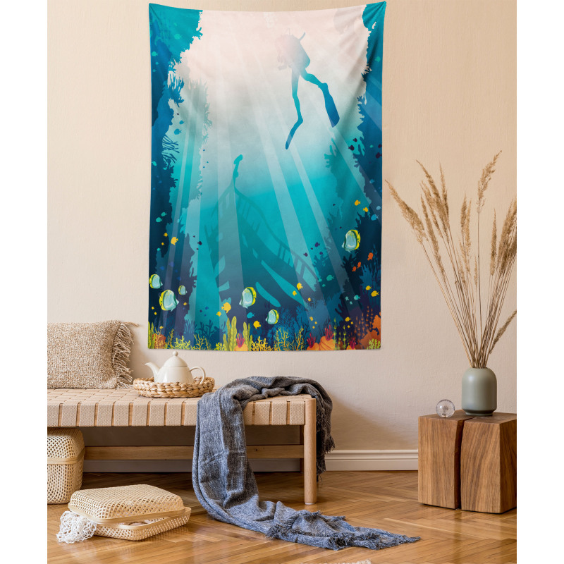 Underwater Elements Diver Tapestry