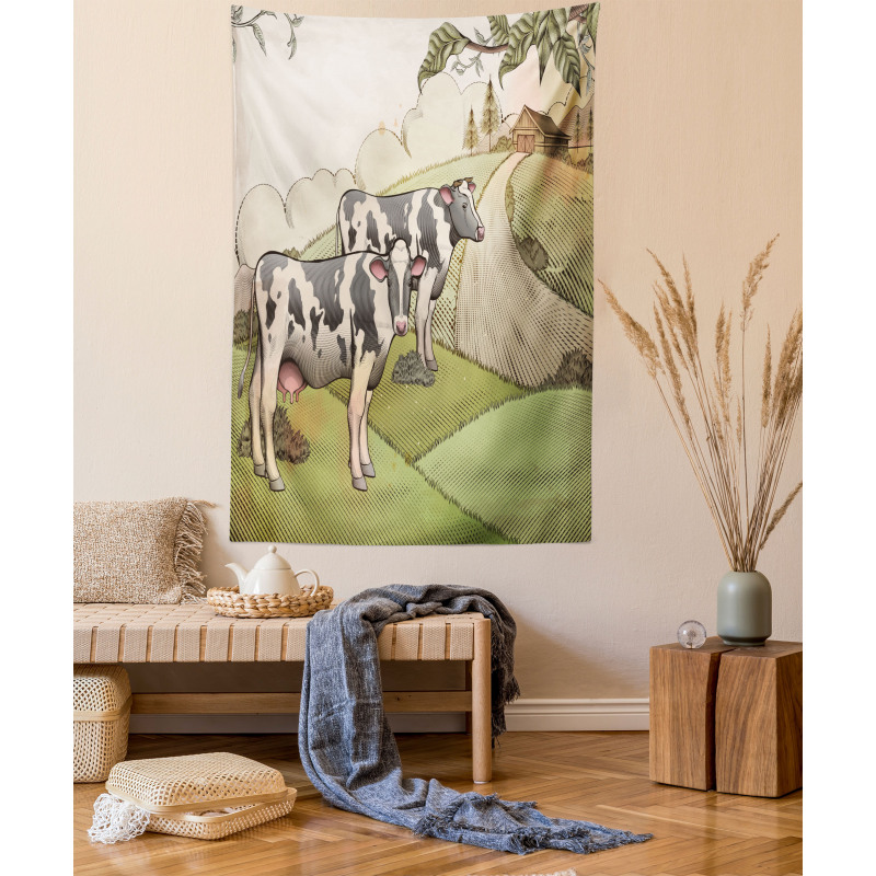 Dairy Cows Countryside Tapestry