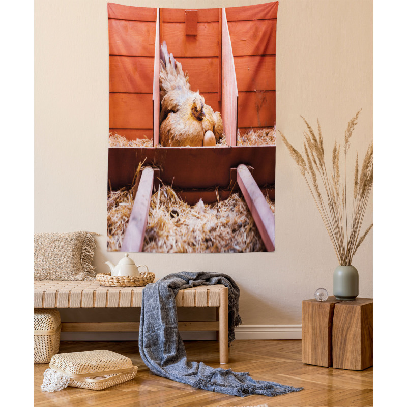 Hen in Cage with Eggs Tapestry