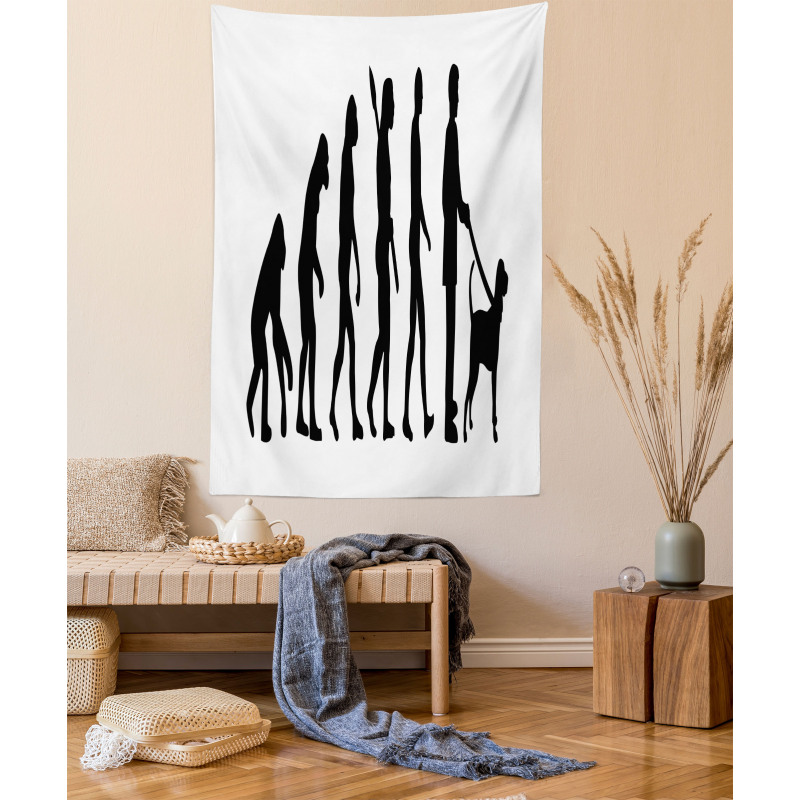 Ape to Man with Dog Pet Tapestry