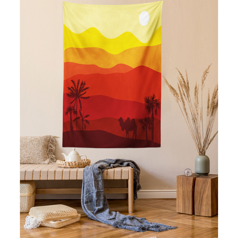 Dessert Scene Camel Trees Tapestry