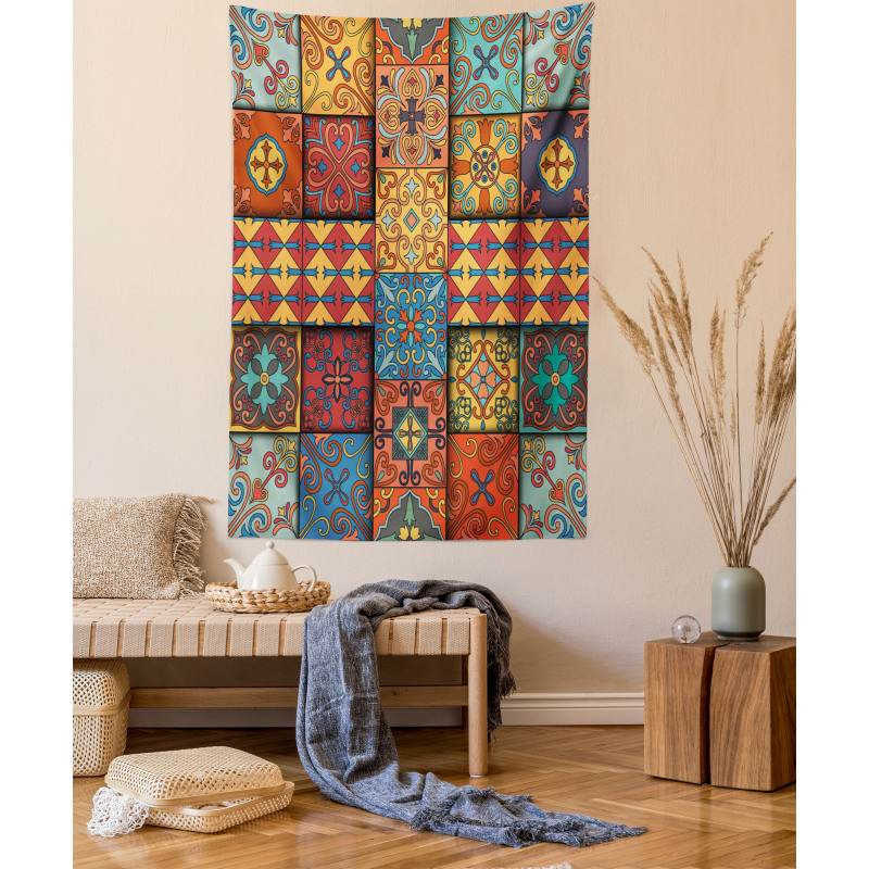 Azulejo Tile Squares Art Tapestry