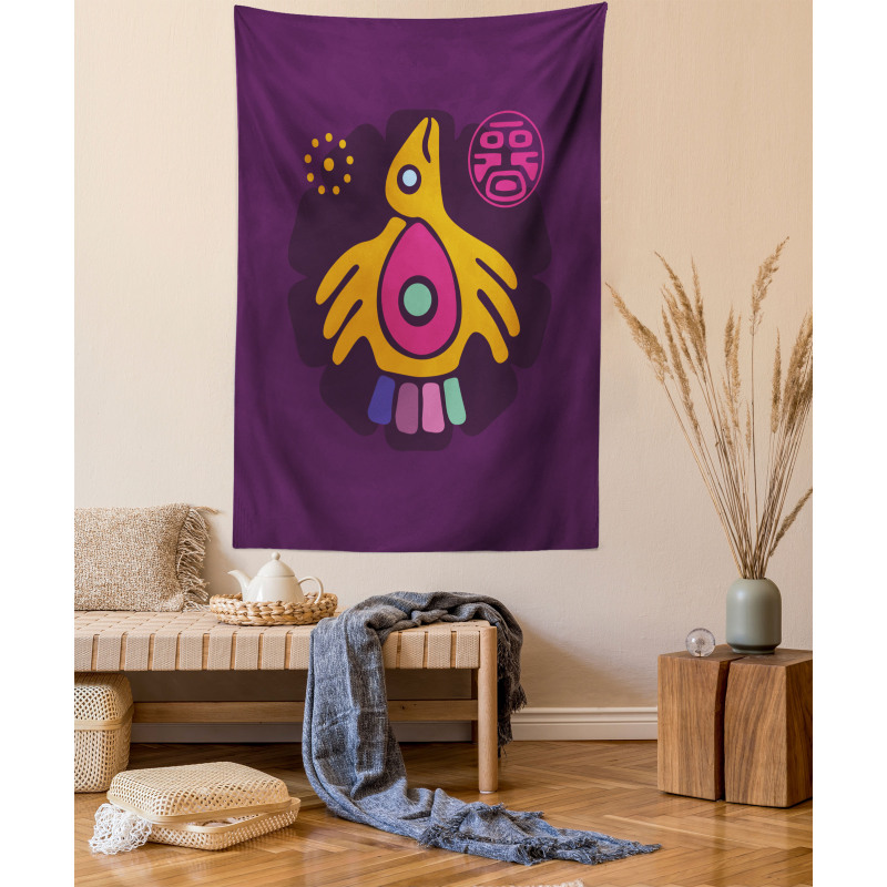 Symbolic Bird and Stamp Art Tapestry