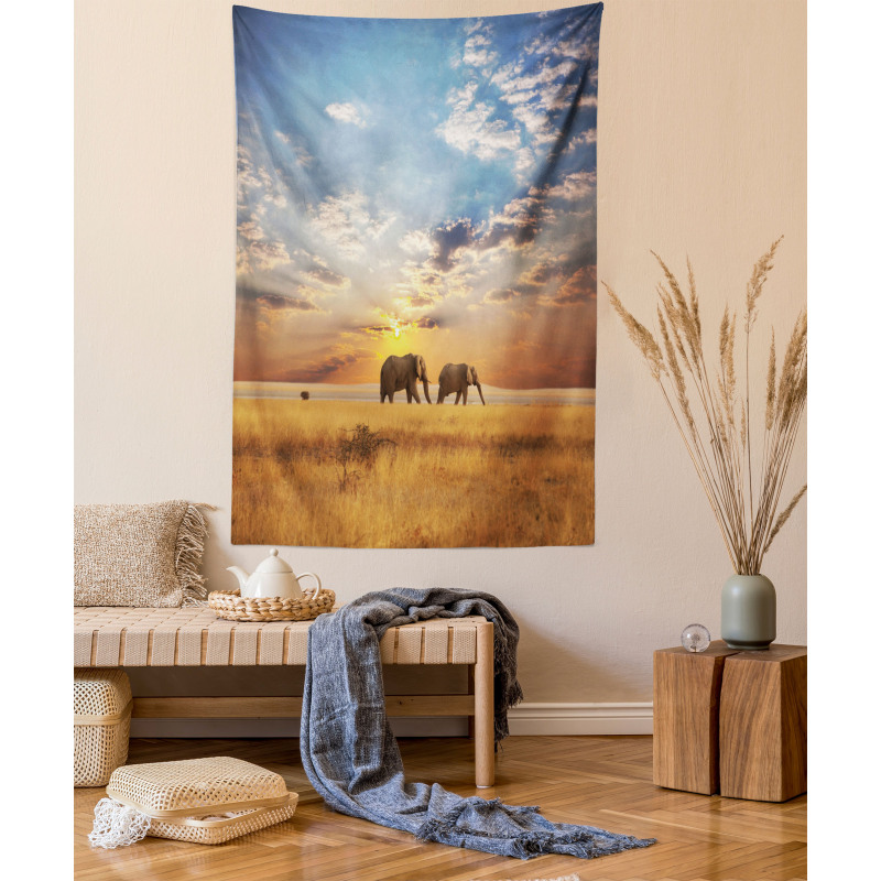 Elephants Untouched Land Tapestry