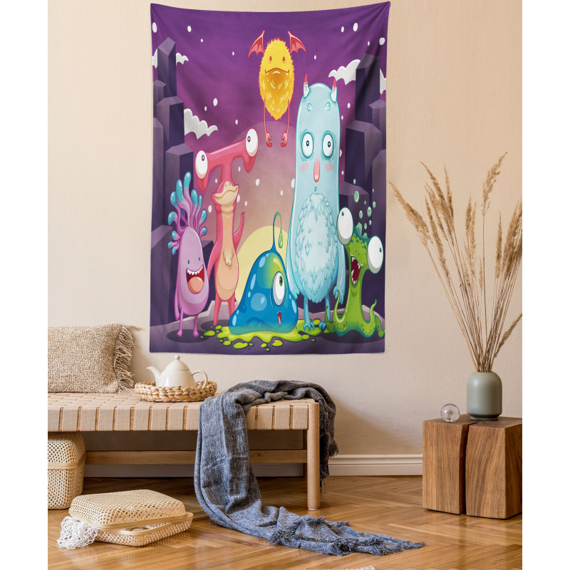 Funky and Happy Characters Tapestry