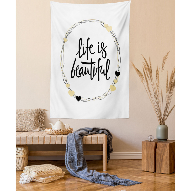 Hearts Line Words Tapestry