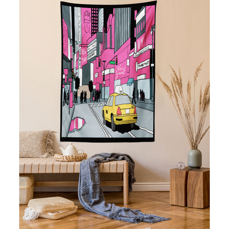 View of Manhattan and Taxi Tapestry