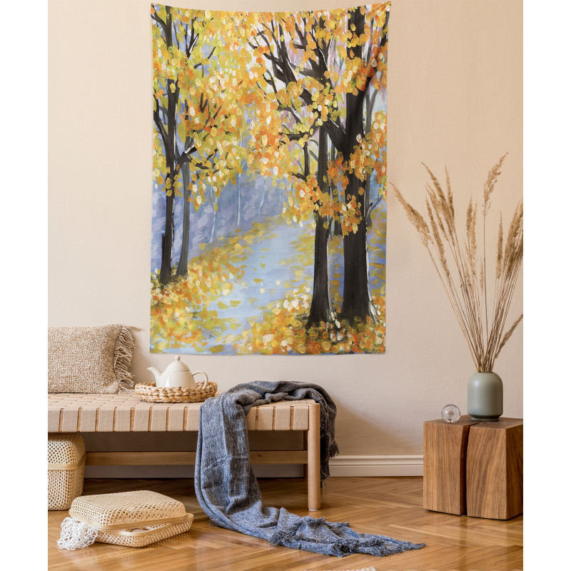 Gouache Autumn Scenery Art Tapestry