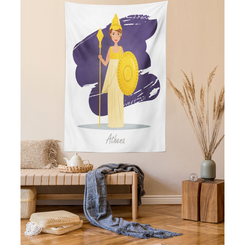 Calligraphic Lady in Armour Tapestry