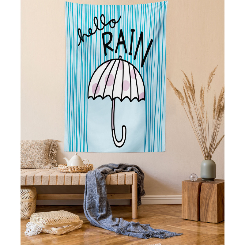 Hello Rain Wording Umbrella Tapestry