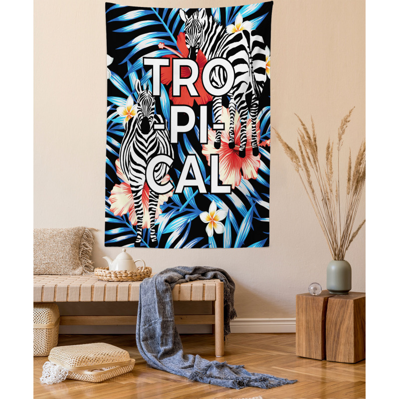 Zebra Hibiscus Blooms Art Tapestry