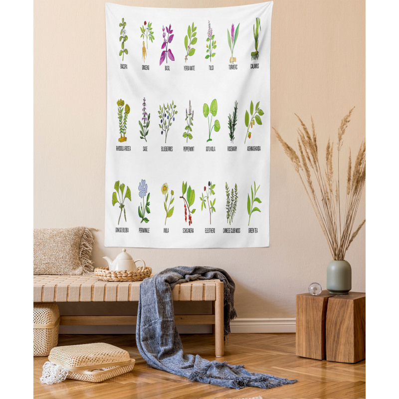 Educational Herbs Design Tapestry