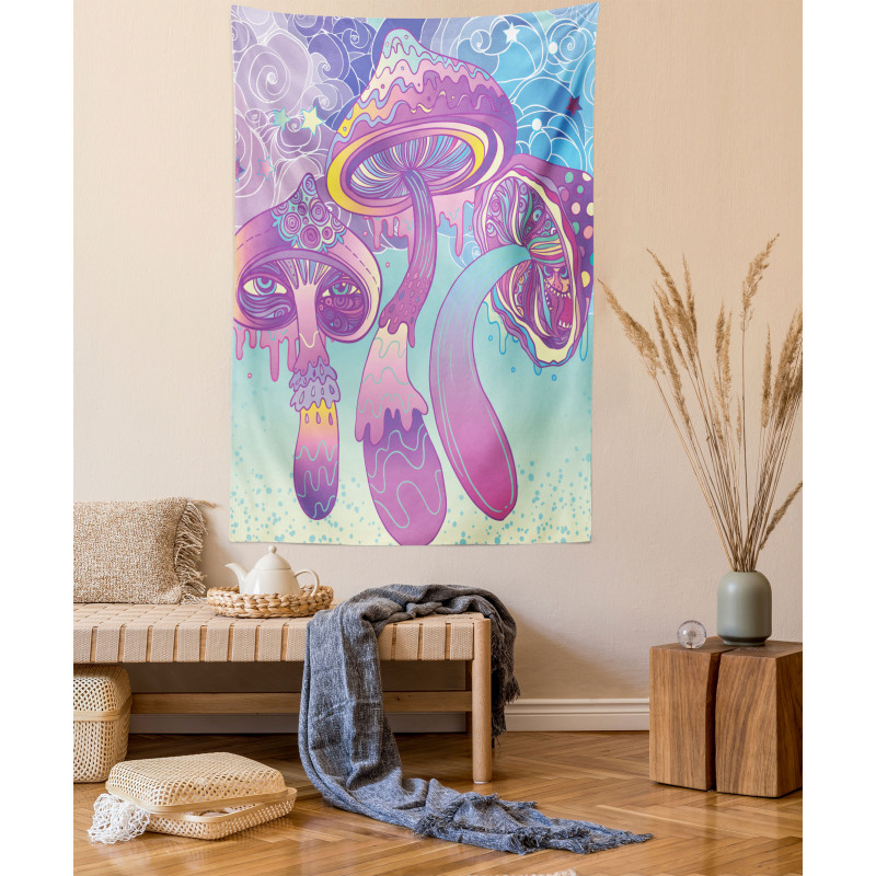 Trippy Magic Mushrooms Tapestry