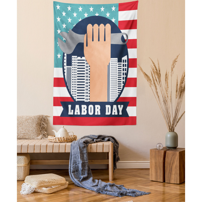 Hand Holding Wrench Tapestry