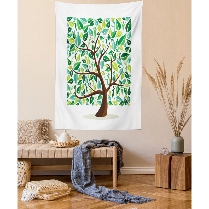 Squares Leaves Silhouette Tapestry