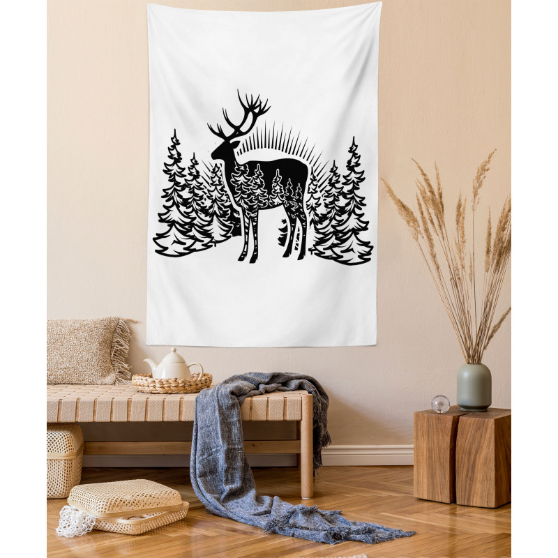 Reindeer Spruce Forest Tapestry