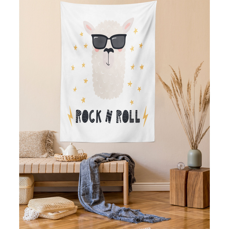 Funny Llama Portrait Tapestry