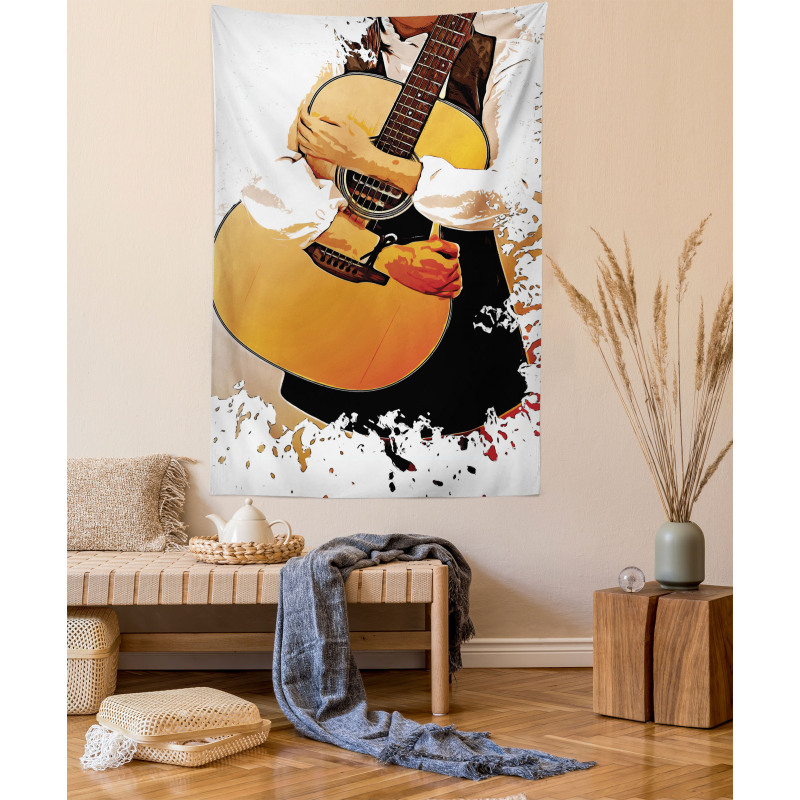 Man Holding a Guitar Tapestry