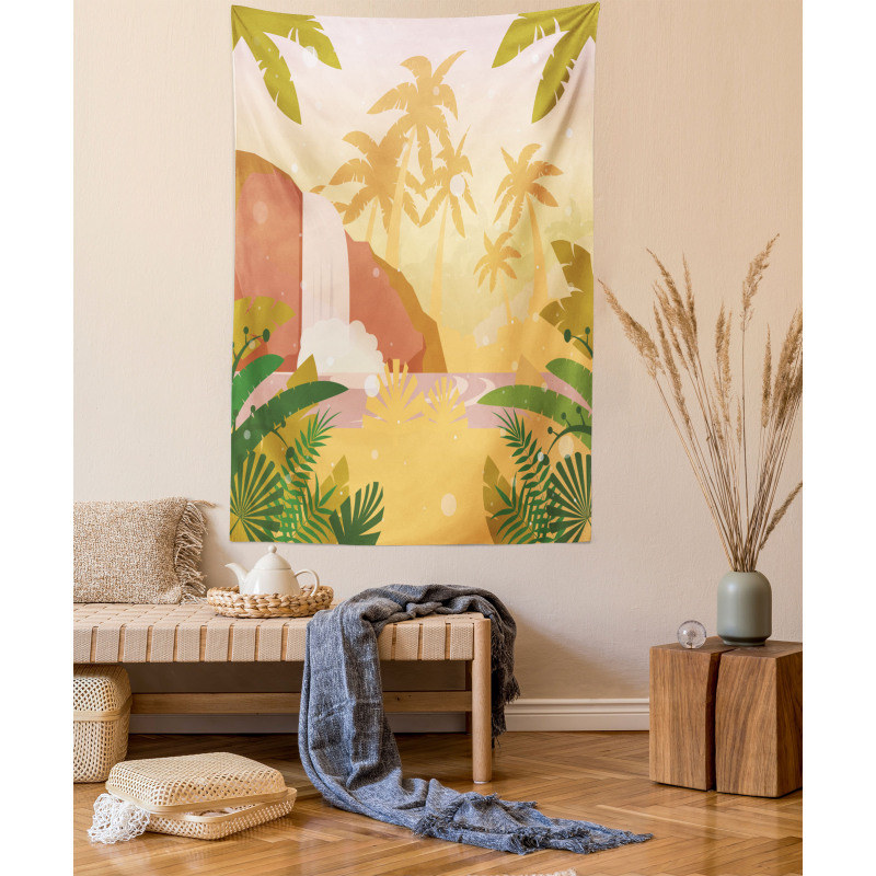 Soft Tropical Paradise Tapestry