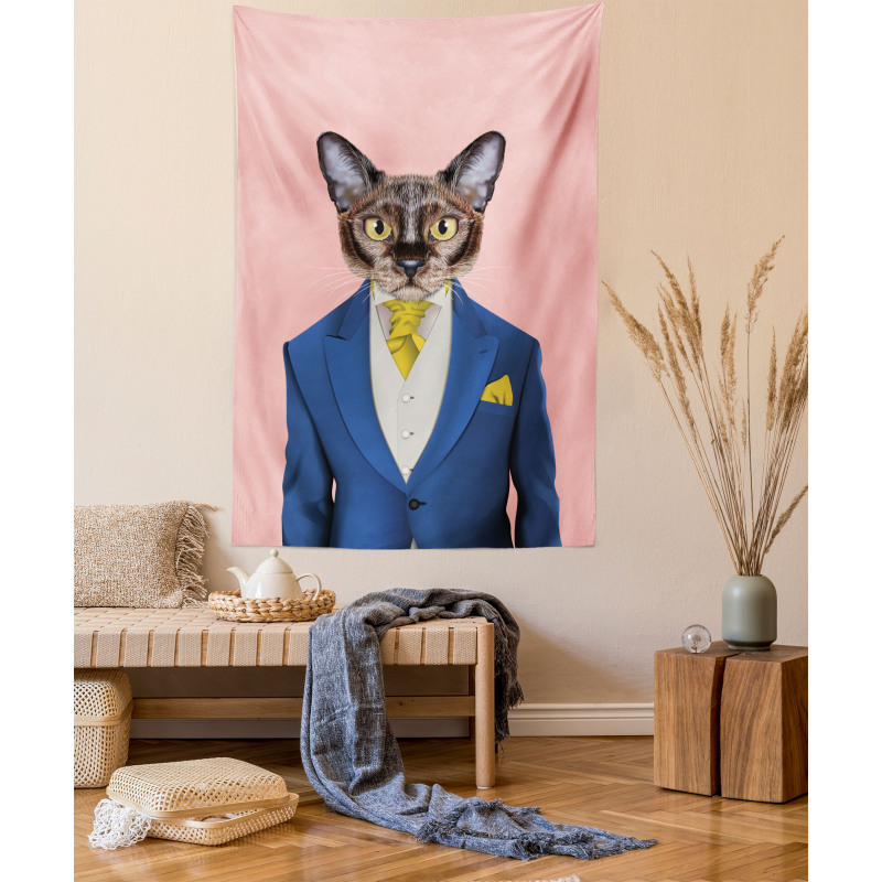 Whimsical Portrait of a Cat Tapestry