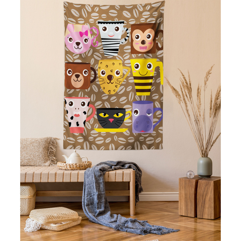 Animal Mugs Print Tapestry