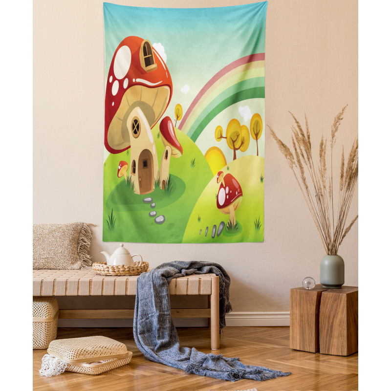 Farm Field Rain Mushroom Tapestry