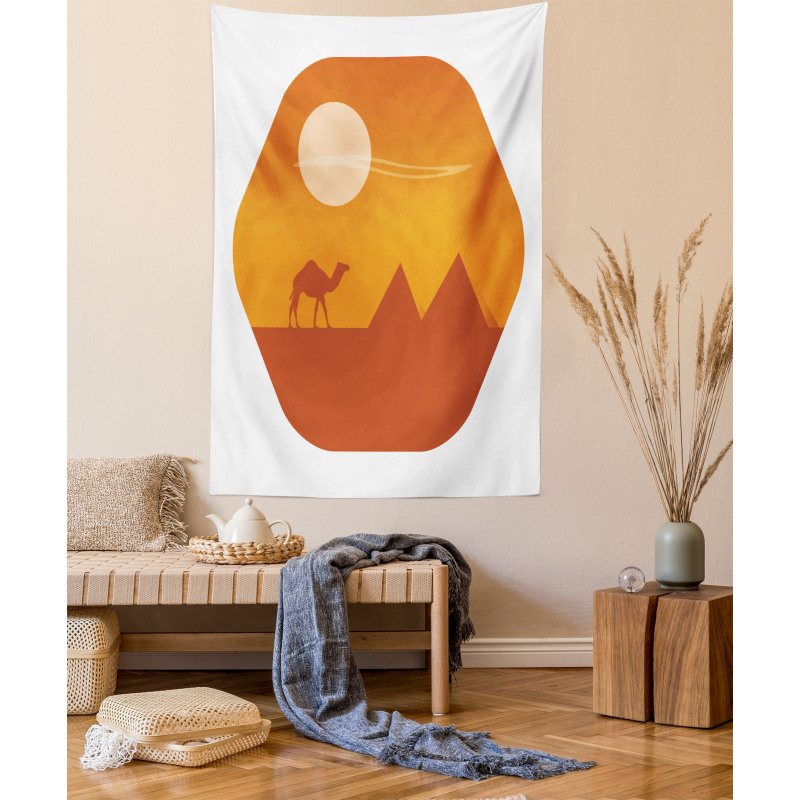 Sun Camel and Pyramids Art Tapestry