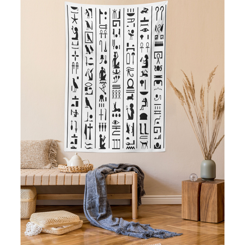 Vertical Ancient Writing Tapestry