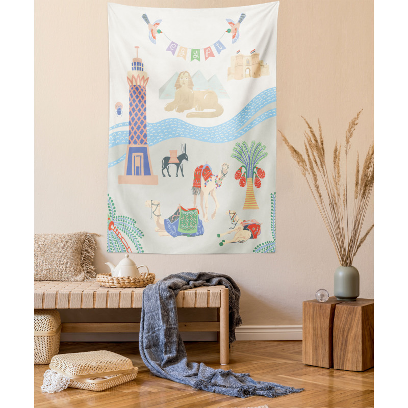 Traveling Egypt Landmarks Tapestry