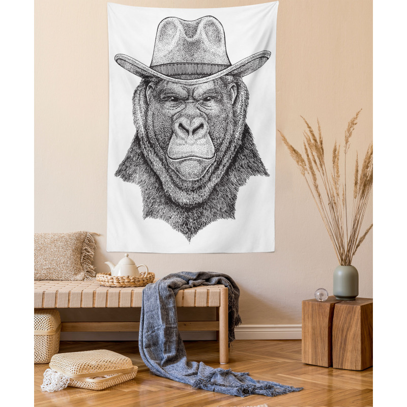 Old Monkey in a Cowboy Hat Tapestry