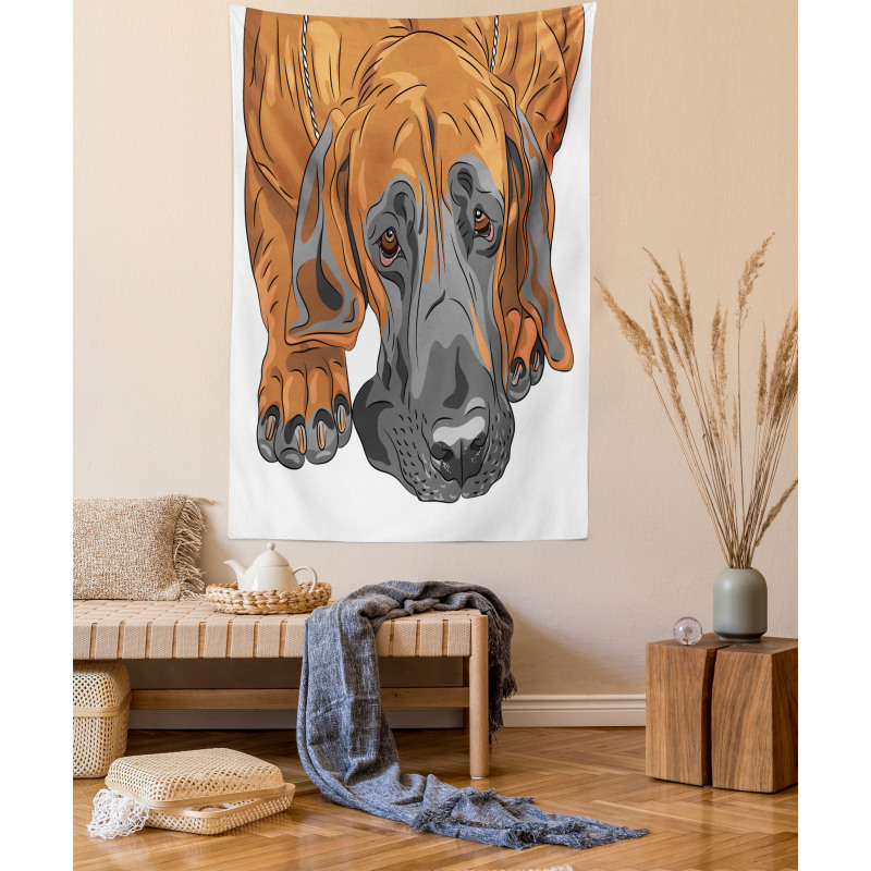 Sad Looking Dog Cartoon Tapestry