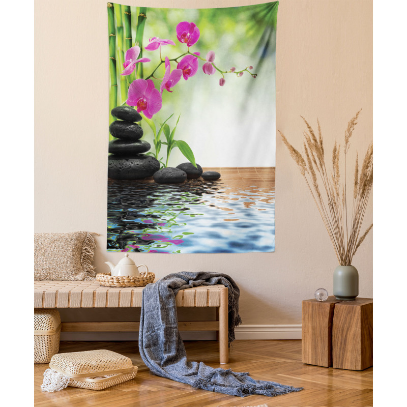 Bamboo Tree Orchid Stones Tapestry