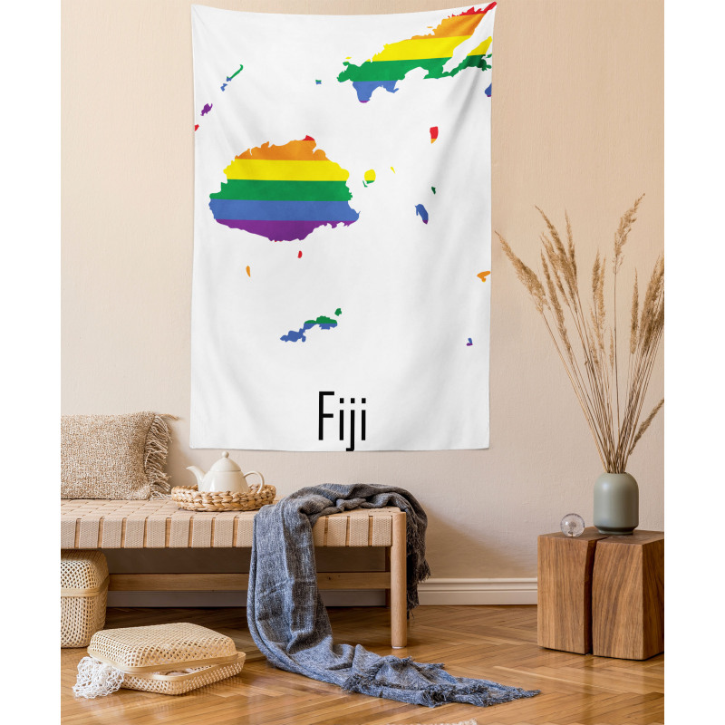 Rainbow Map Design Wording Tapestry