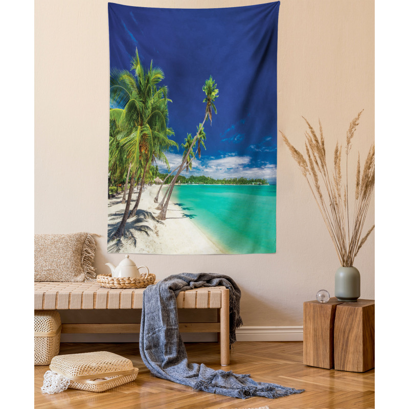 Exotic Beach and Coconut Trees Tapestry