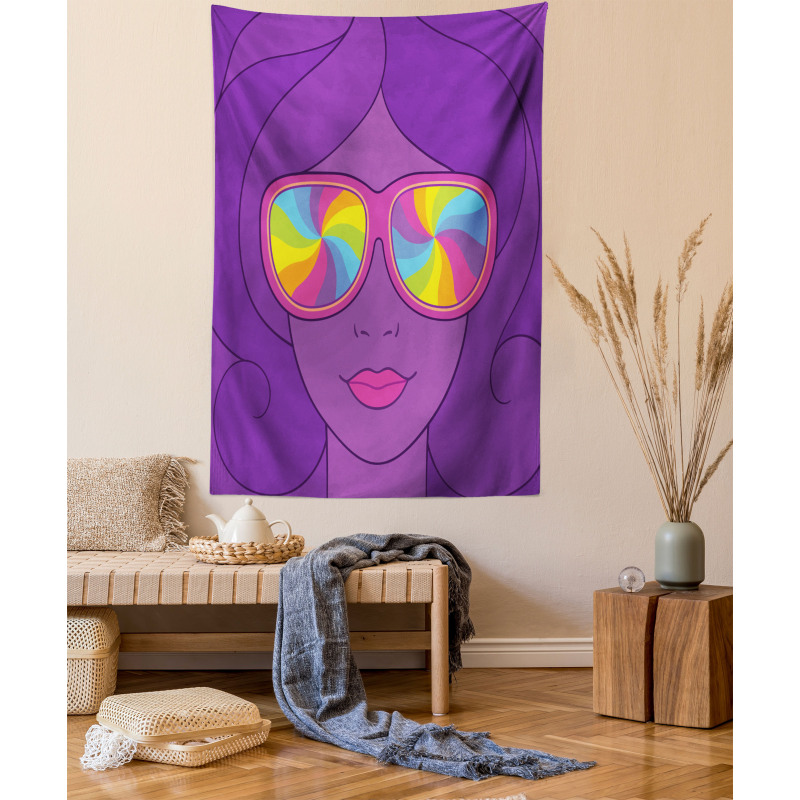 Girl with Rainbow Sunglasses Tapestry