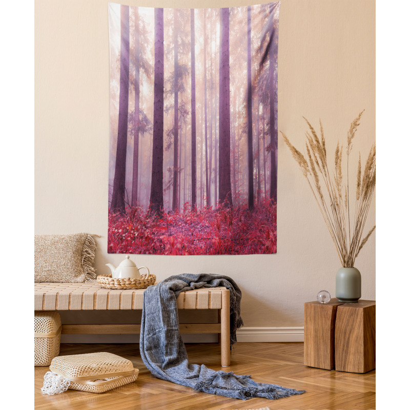 Trees Foggy Sunlight Tapestry