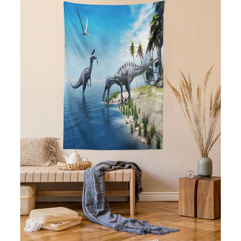 Wild Suchomimus Dinosaur Tapestry