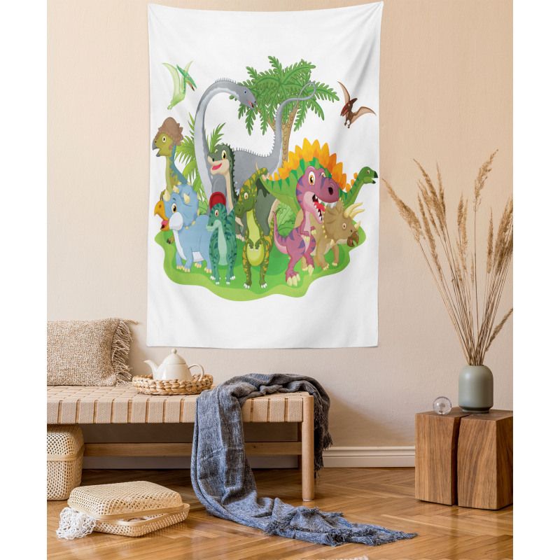 Cartoon Group Dinosaur Tapestry