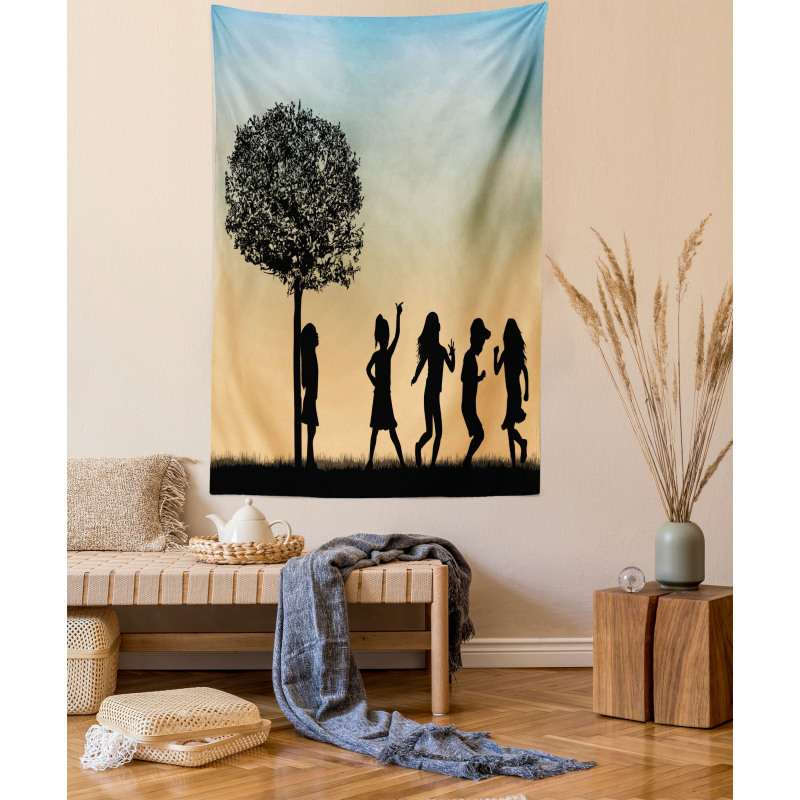 Children Dance Shade Art Tapestry