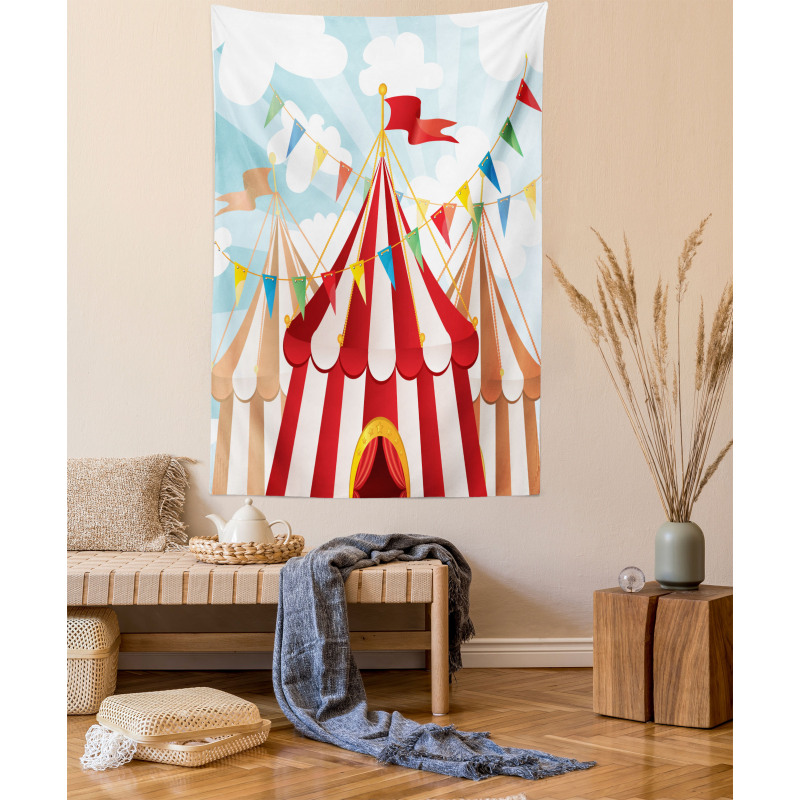 Circus Cloudy Sun Sky Tapestry