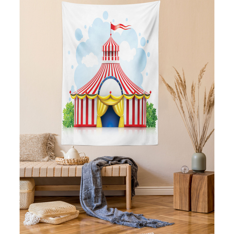 Striped Tent with Flag Tapestry