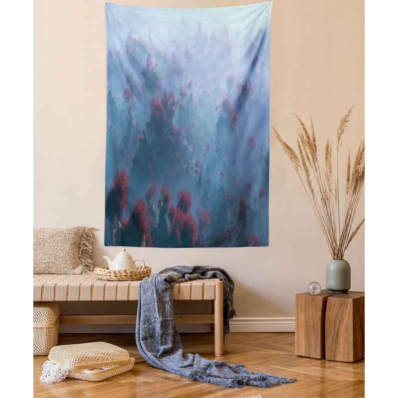 Autumn Trees in Mist Tapestry