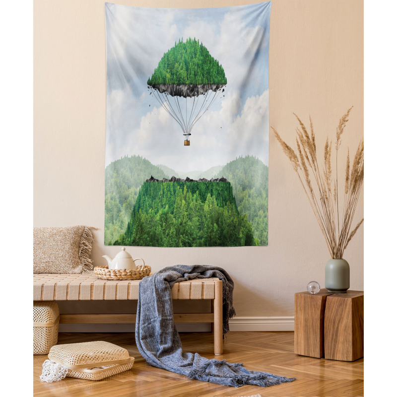 Hot Air Balloon Mountain Tapestry