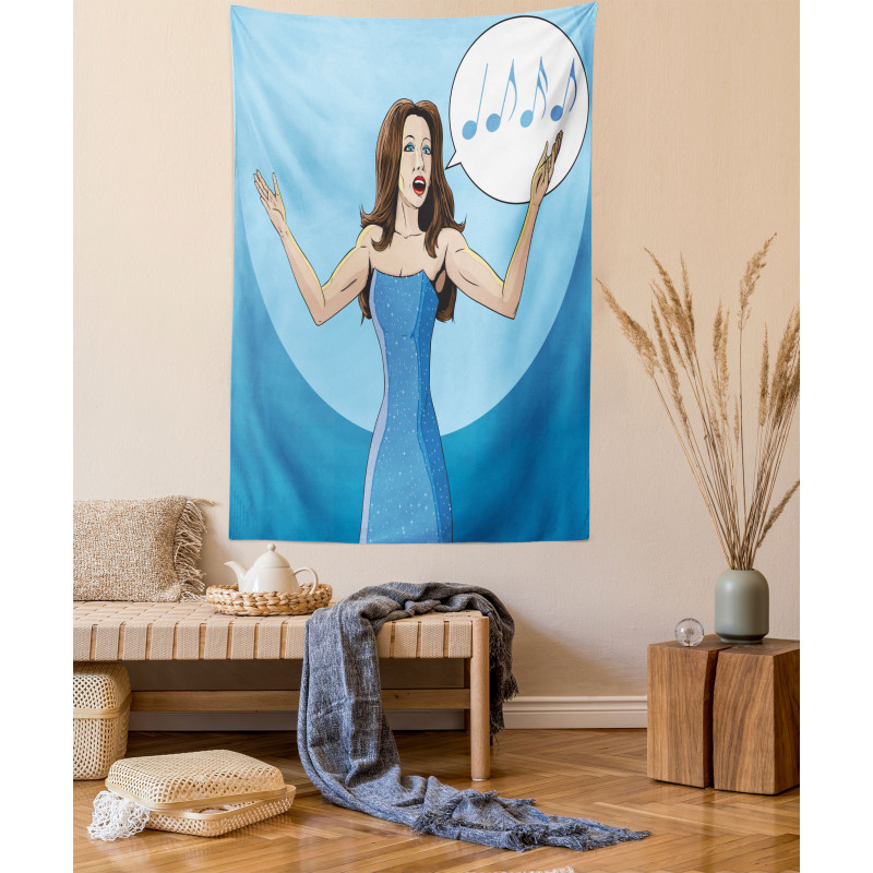 Comic Book Art Singing Woman Tapestry