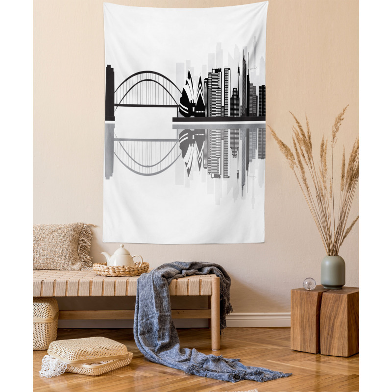 Monochrome Sydney Skyline Tapestry