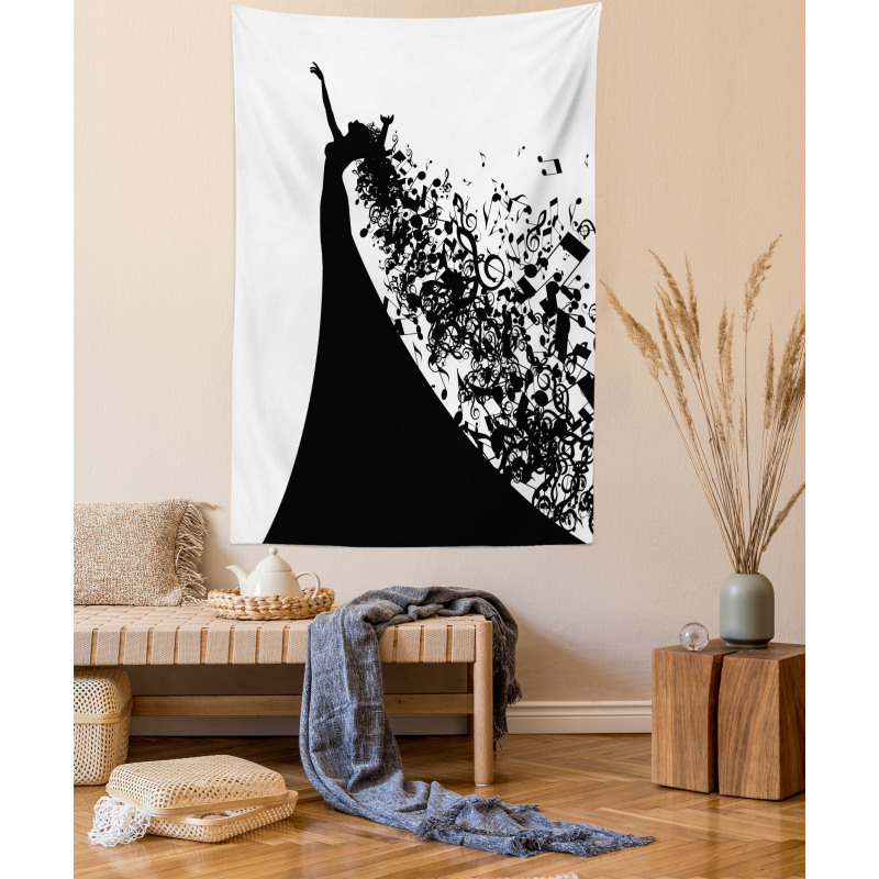 Black and White Singer Woman Tapestry